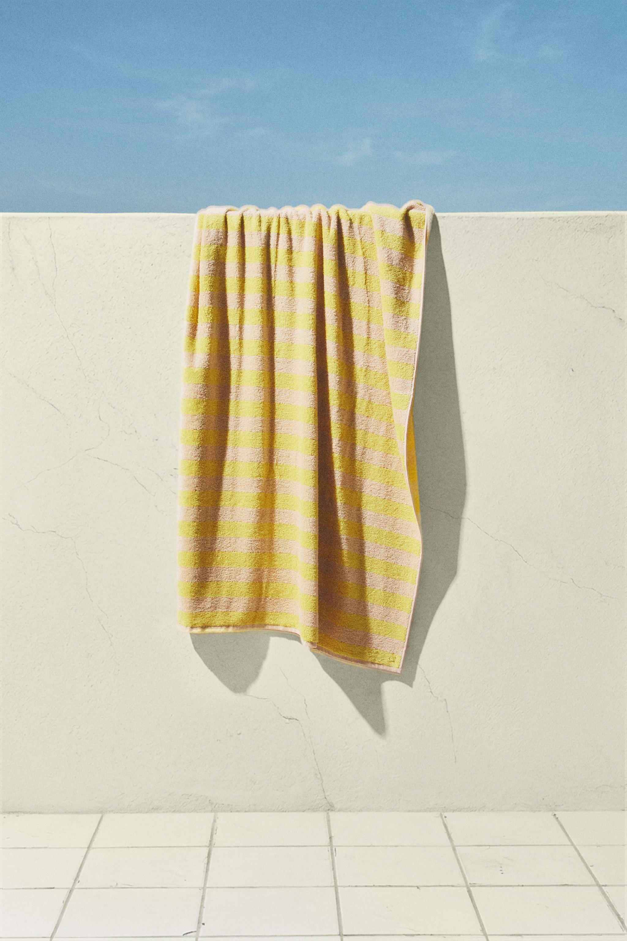 KIDS' STRIPED COTTON BEACH TOWEL